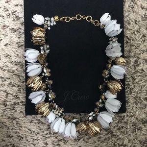 J. Crew white floral statement necklace